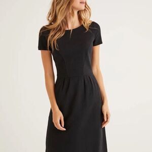 Boden Phoebe Jersey Ruffled Pocket Crew Neck Dress Black Size 6